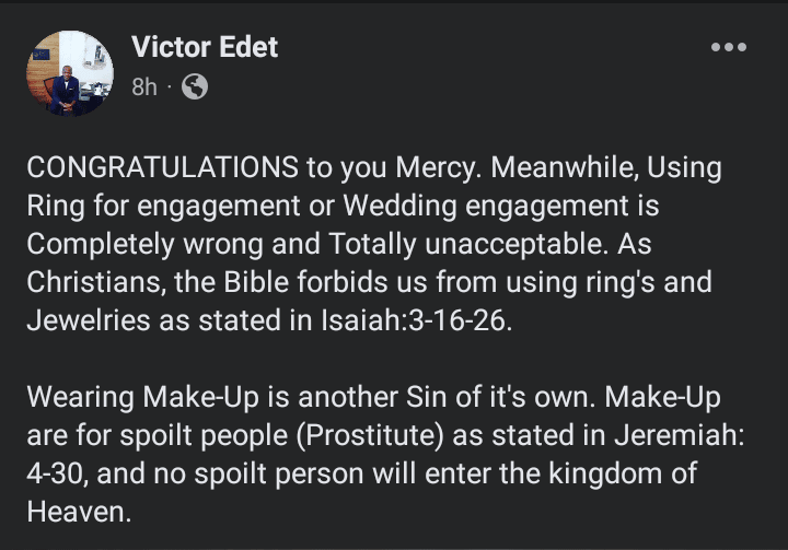 Evangelist Victor calls out Mercy Aigbe over engagement