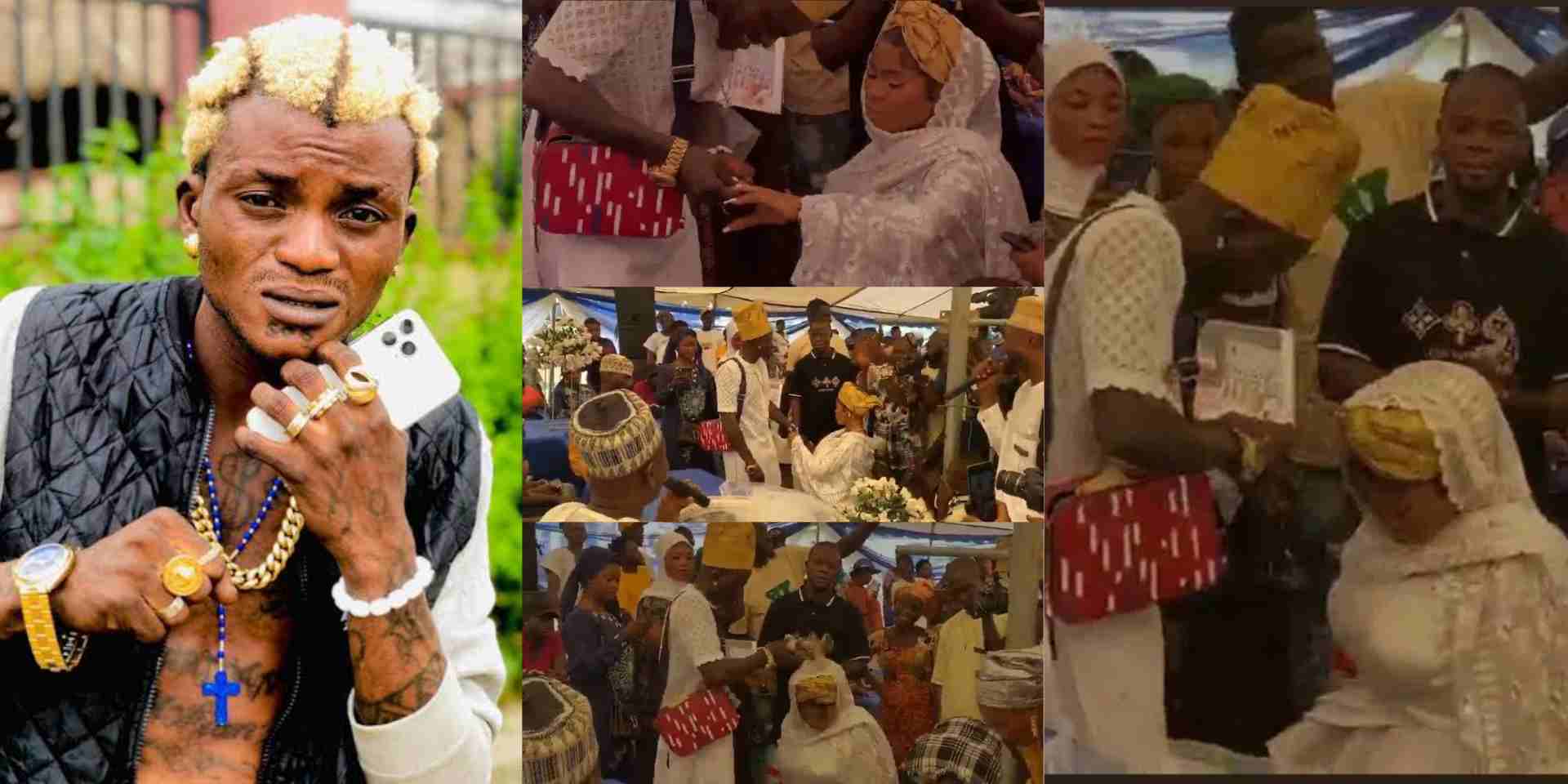 Double celebration as Portable weds baby mama, Omobewaji, conducts child's naming ceremony on same day (Video)