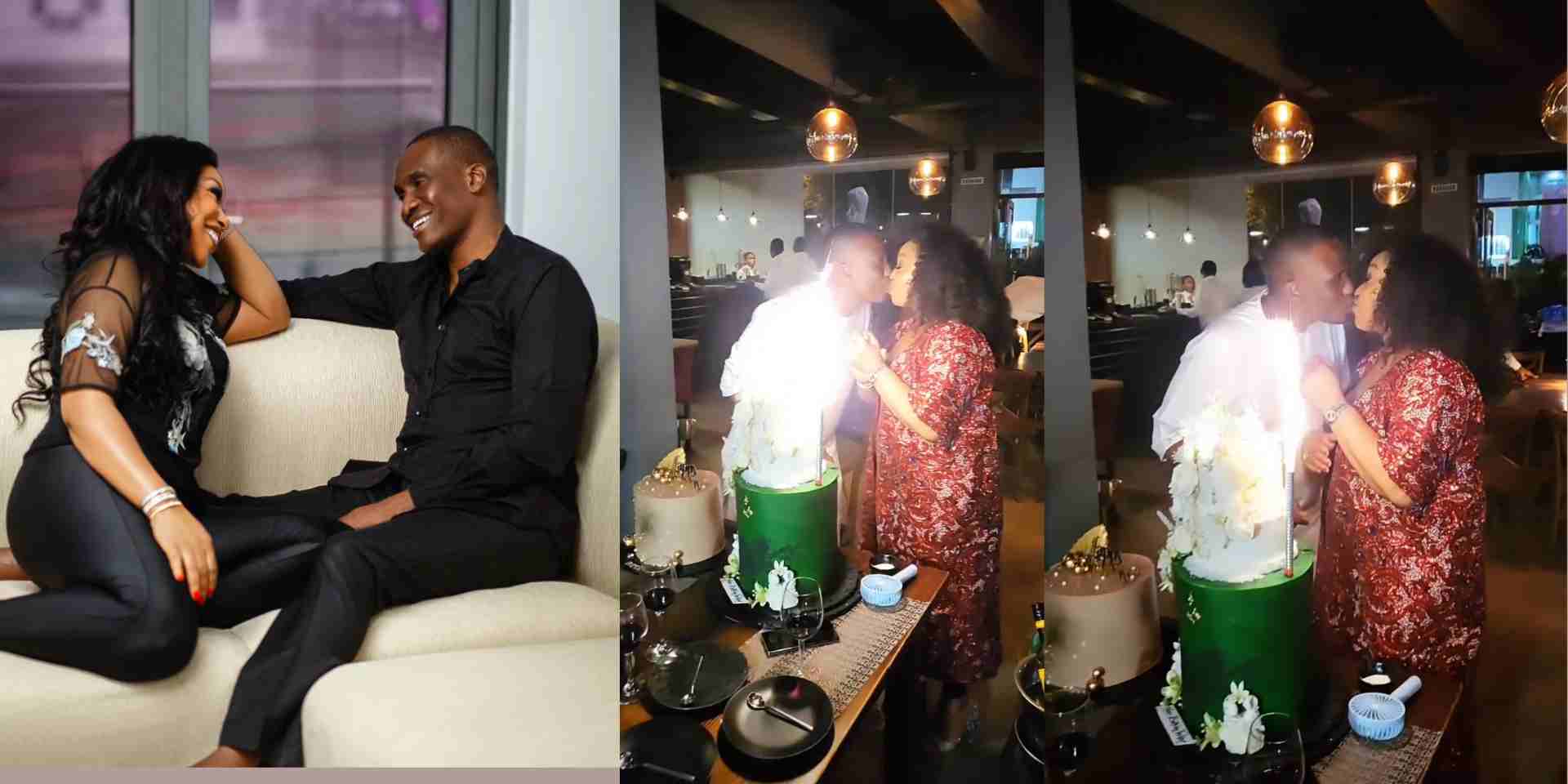 Moment Rita Dominic and hubby Fidelis Anosike kissed passionately at her 47th birthday party (Video)