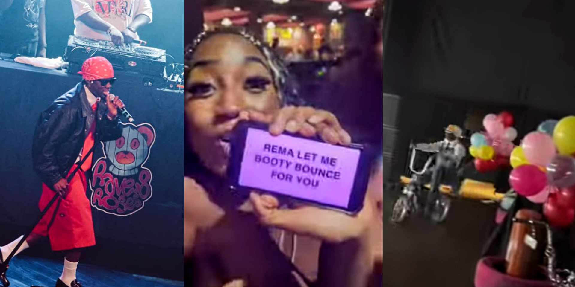 Moment Rema receives 'freaky' phone message from fans as he storms stage on bicycle in Texas [Video]