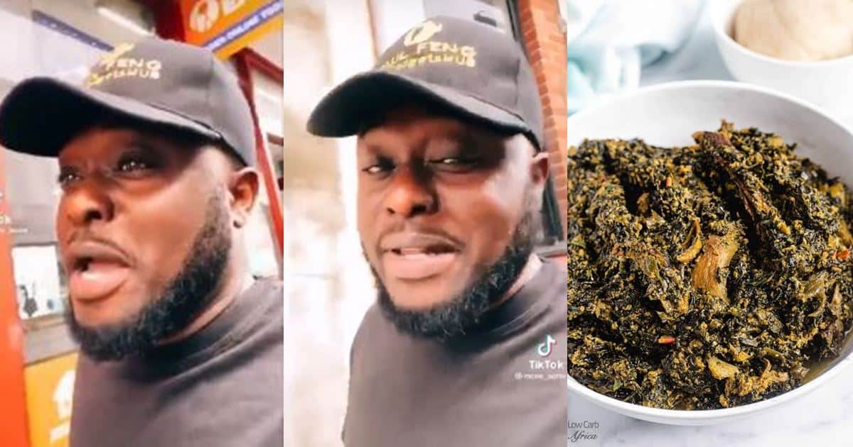 Abroad-based man resorts to burger after being charged N56K for items required to prepare Bitter Leaf soup (Video)