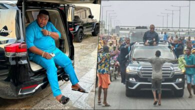 Cubana Chief Priest vows to make teenager millionaire for standing in front of Peter Obi's Convoy