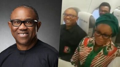 Peter Obi hailed as he flies economy with his wife and campaign team (Video)