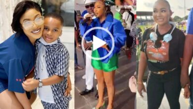 Tonto Dikeh’s son offers scholarship to 50 kids at Rachel Okonkwo’s Enugu Carnival (Video)