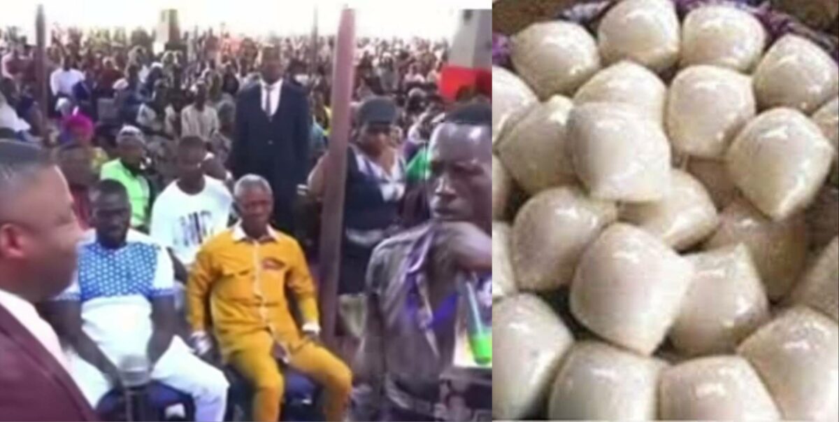 Man possessed by spirit of eating 30-40 wraps of fufu comes for deliverance (Video)