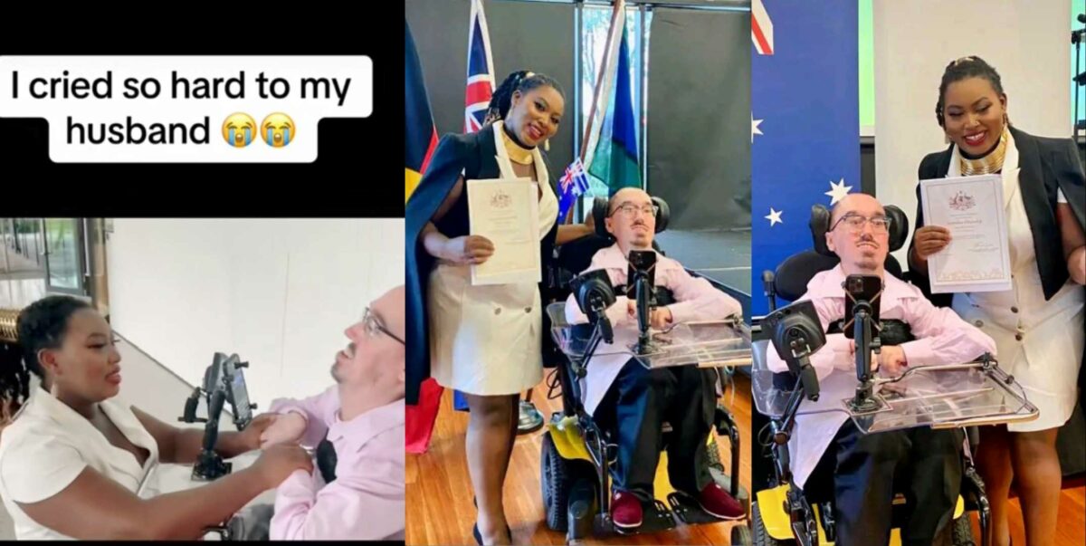Lady emotional as she appreciates husband after acquiring Australian citizenship (Video)