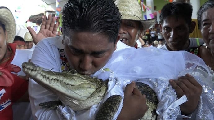 Mayor of Mexico town kisses female reptile 