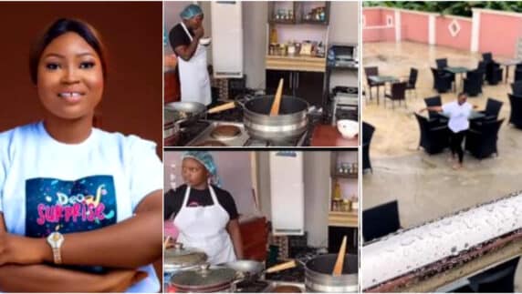 150hrs-cook-a-thon: Ondo chef reportedly off gas to eat her own food (Video)