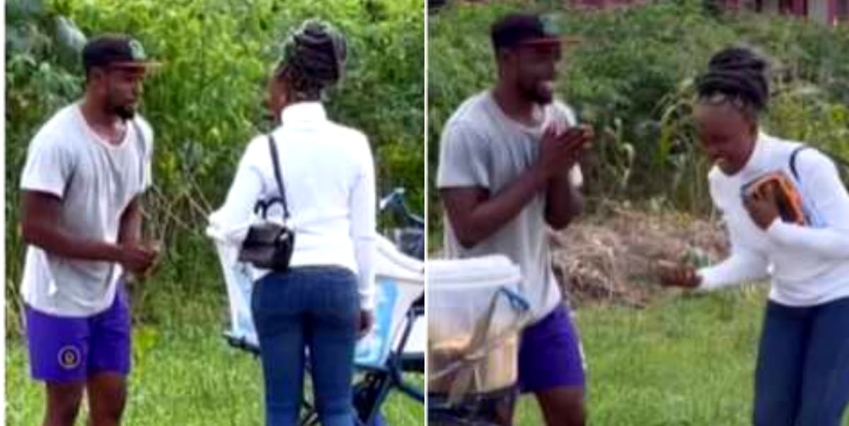 Man dresses like ice cream seller to toast women on the road, gifts lady N100K