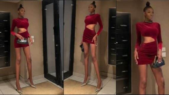 Ex-Miss Côte d’Ivoire, Mandjalia causes a stir with her height (Video)