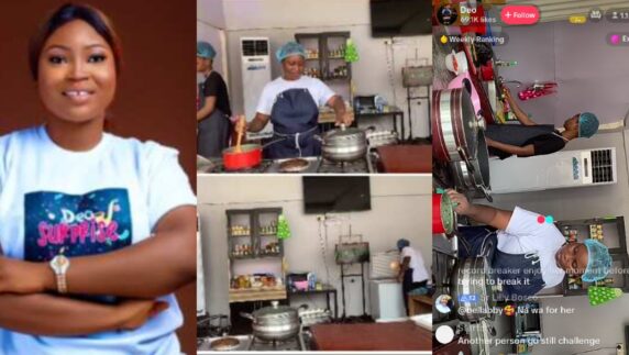 "16 hours and still counting" - Ondo Chef Deo streams 150-hour cook-a-thon live, amasses a thrilling 1k+ tiktok audience (Video)