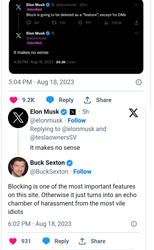 Elon Musk set to remove block feature on X