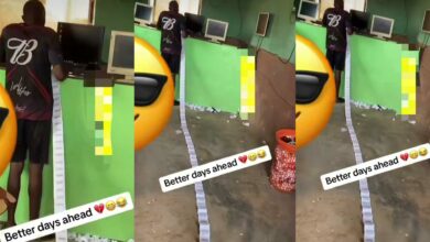 "Him wan turn millionaire by all means" – Reactions as man is spotted with very long ticket at betting centre