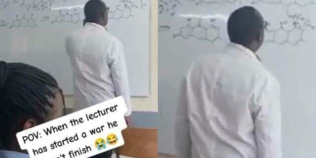 "Chemistry is not easy" – Students laugh at lecturer who is unable to finish solving science question