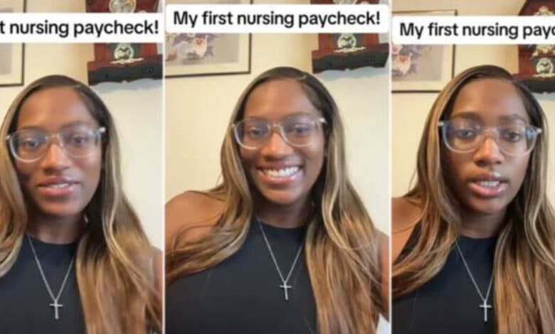 Nurse working abroad stirs up reactions as she reveals details of her N1.5 million monthly salary (Video)