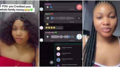 Lady melts hearts, credits all her family member’s bank accounts, her siblings hail her (Video)