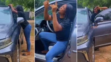 Lady sheds tears of joy as she achieves dream of buying a brand new car after years of hard work (Video)