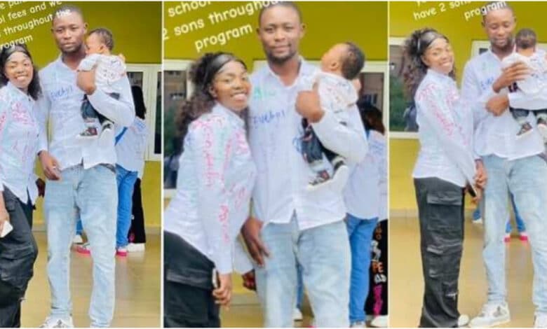 "BSC degree, husband, and children bagged" - Lady shares love story with man who paid her fees, proudly flaunts 2 kids (Video)