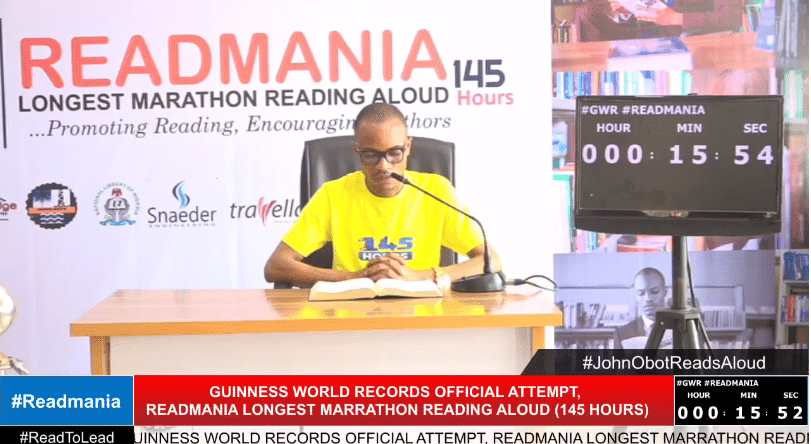 "Book-a-thon" - Nigerian man approved by Guinness World Records begins 145-hour reading marathon