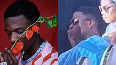 Moment Wizkid sheds tears at the wake-keep of his mother