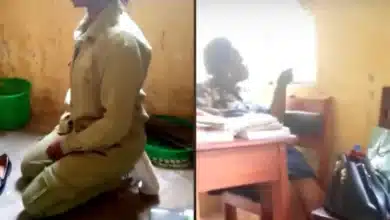 “This has to be a skit” — Reactions after NYSC corp member is forced to kneel by proprietress