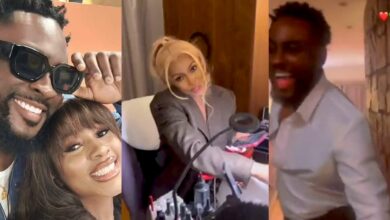 "Match made in heaven" – Reactions as Mercy is spotted wearing Pere's blazer while in his hotel room