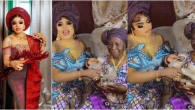 "My money is working" - Bobrisky sparks reactions over visit to his aged grandma