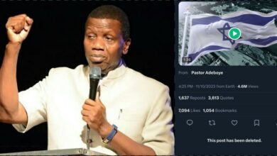 Israeli-Palestinian War: Pastor Adeboye deletes post after being ridiculed for supporting Israel