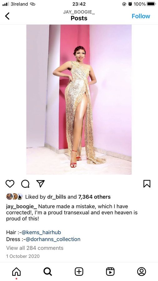 "Nature made a mistake, which I have corrected" - Jay Boogie in throwback post