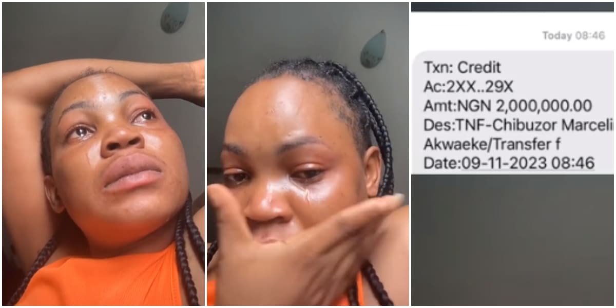 "Rich man pikin no fit relate" - Lady overjoyed, cries a river as she receives unexpected credit alert of N2 million