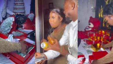 Man proposes money bouquet shoes bags wigs, ₦6 million cash girlfriend