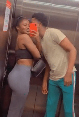 "I Just pity understanding boyfriend" - Lady causes buzz as she's spotted 'having fun' with school son in elevator 