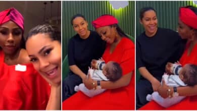 "God when" – Mercy Eke gushes over Maria's son as she visits for the first time