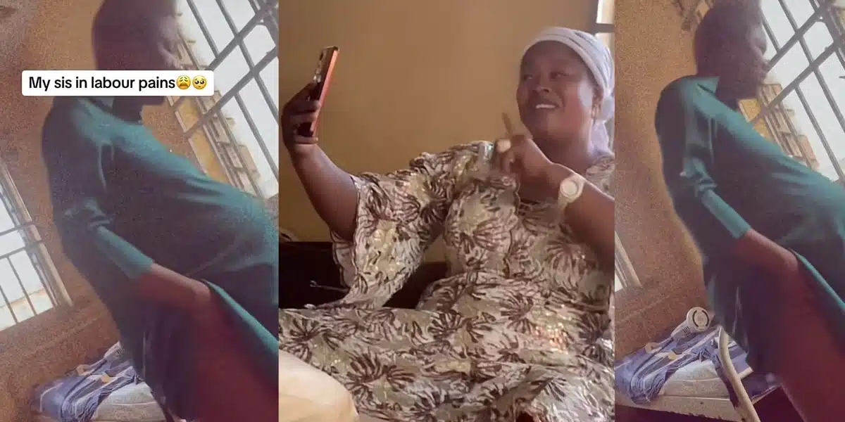 “Everybody with wetin dey do them” — Reactions as mother makes snapchat videos while her daughter is in labor