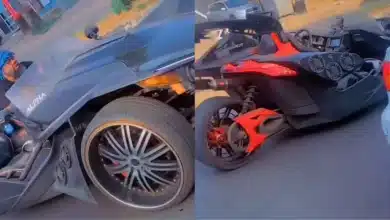 “But what if rain start” — Citizens question as man drives his Slingshot car on the streets of Benin