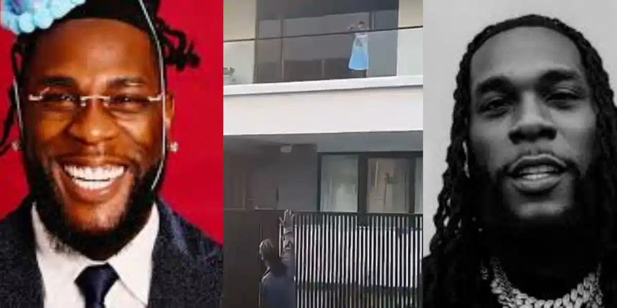 “Such a kind man” — Reactions as Burna Boy checks on his neighbor’s daughter to make sure she’s safe