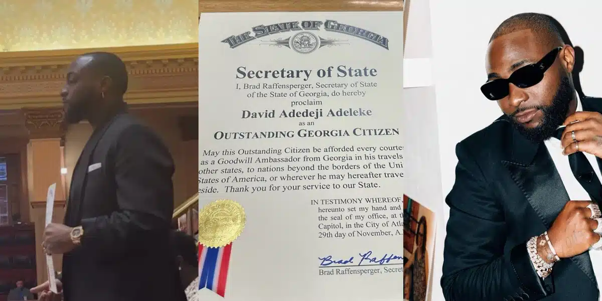Davido receives outstanding ovation from members of Georgia General Assembly as he receives certification as an ‘Outstanding Georgia Citizen’