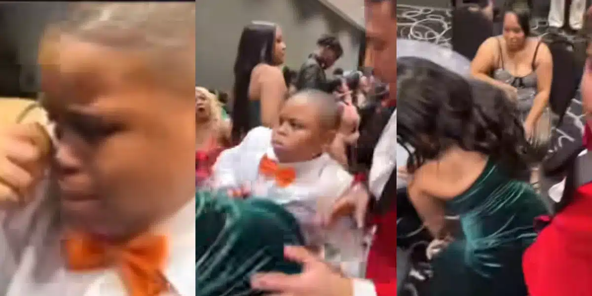 Boy sheds hot tears as he pushes off photographer who his mother was twerking on