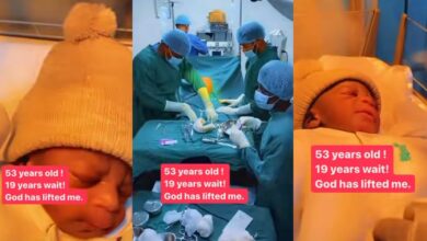 "God has lifted me" - 53-year-old mum overjoyed as she welcomes a bouncing baby boy after 19 years of waiting