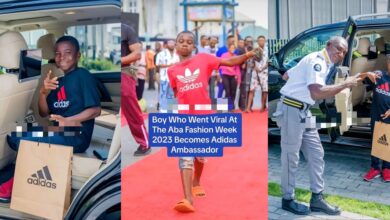 "God doings" - Young boy who went viral at the Aba Fashion Week 2023 allegedly becomes an Adidas ambassador