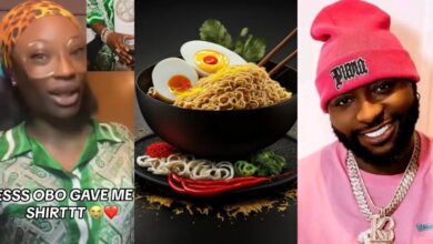 "Yes, OBO gave me his shirt" - Beautiful lady considers selling Davido's shirt for a plate of Indomie and egg