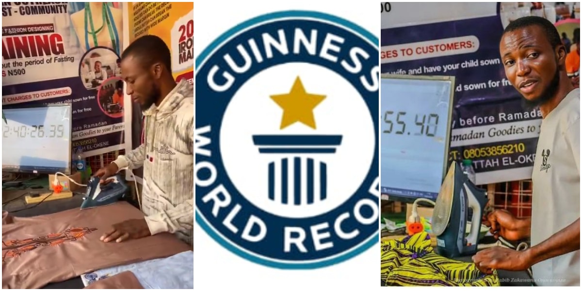 "He spent N34k daily on fuel" - Nigerian man irons clothes non-stop for 142 hours to break Guinness World Record
