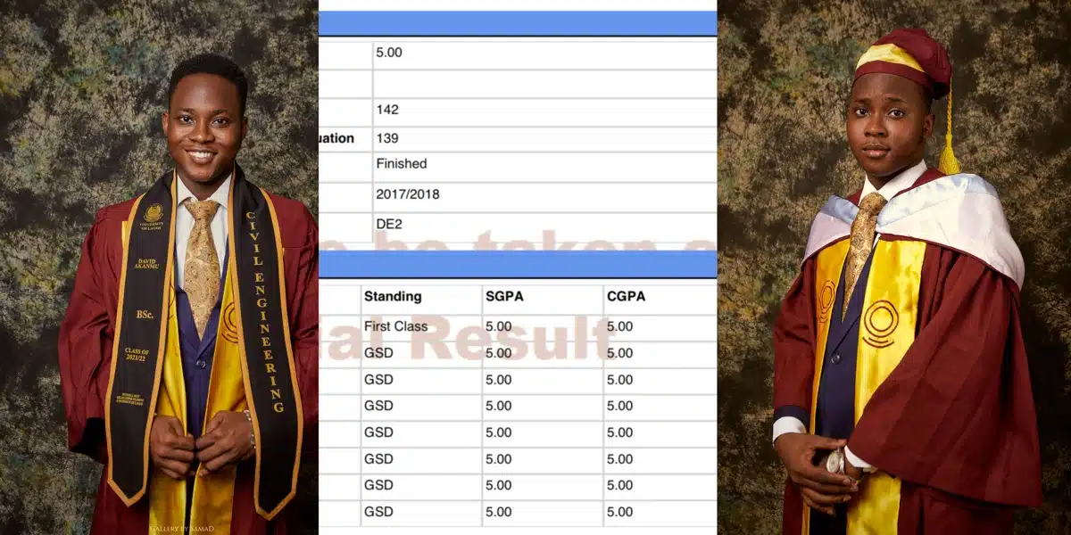 “You have two heads” — Netizens hails Unilag’s best graduating student with perfect 5.0 cgpa