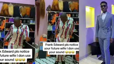 “First comot all the wigs for background” — Netizens advise lady who dance for Frank Edwards to notice her