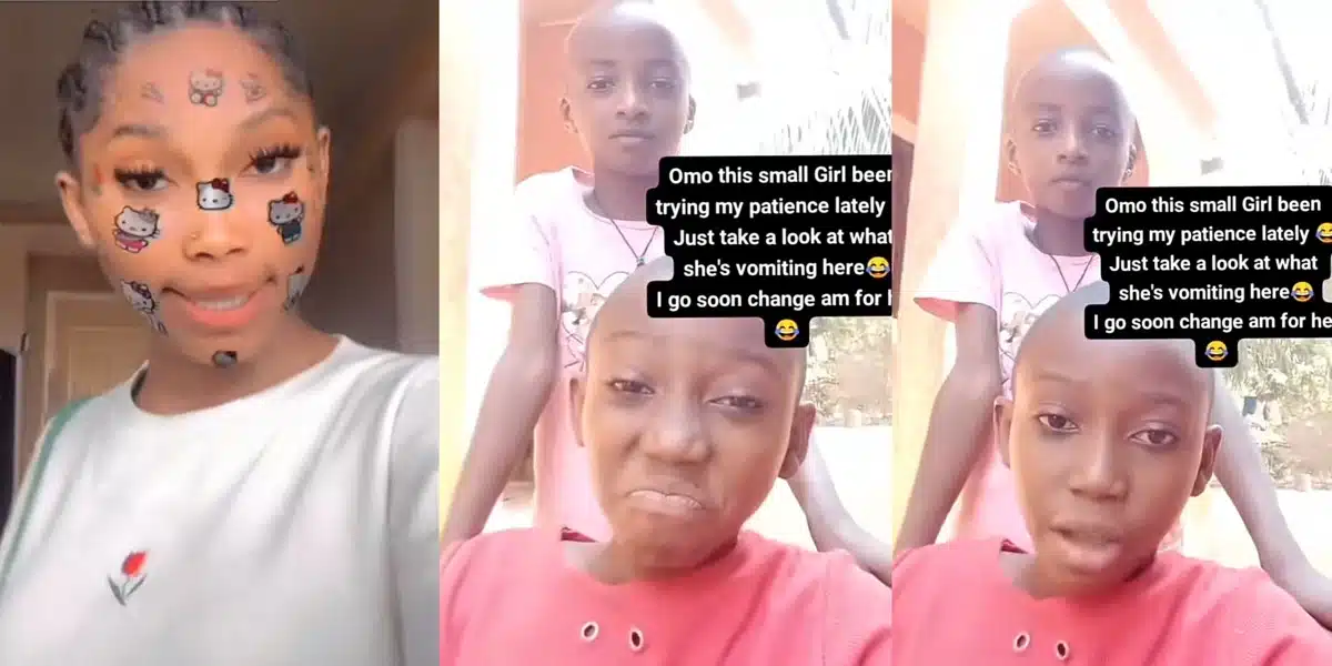 “Last born no dey rest for this world” — Lady shares funny video her younger sister made on her phone