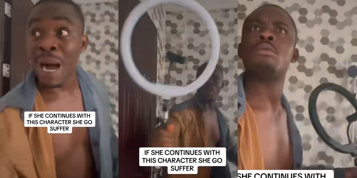 "That woman na error" - Nigerian man upset as wife chooses to create TikTok video over making him breakfast