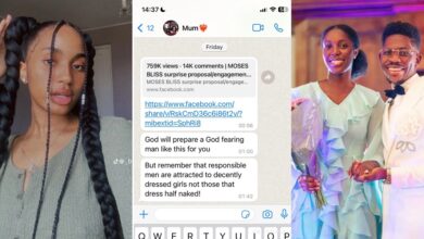 "Don't dress half naked" - Nigerian mother counsels daughter via WhatsApp after seeing Moses Bliss's engagement video