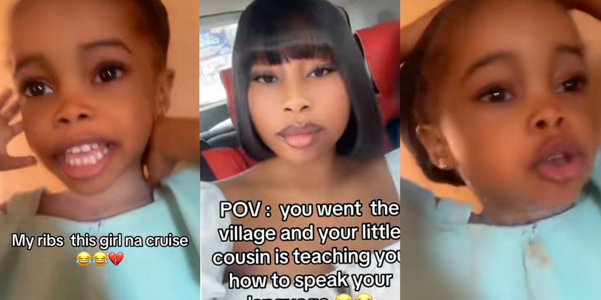 "Clothe is akwa, cup is..." - Heartwarming scene as little girl teaches visiting cousin how to speak fluent Igbo language