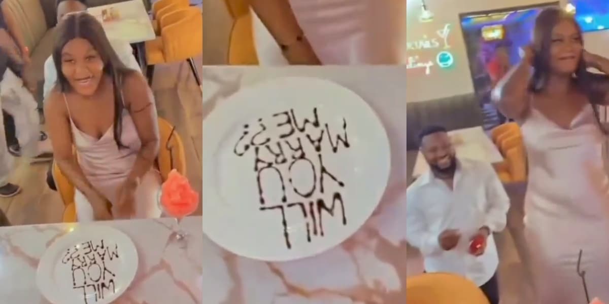 "This is not for me na" – Adorable moment lady almost argued she was not the one being proposed to