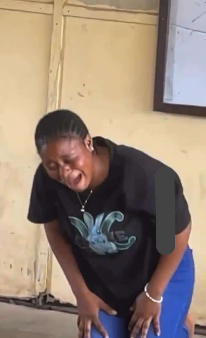 Moment lady cries a river after being caught doing exam malpractice